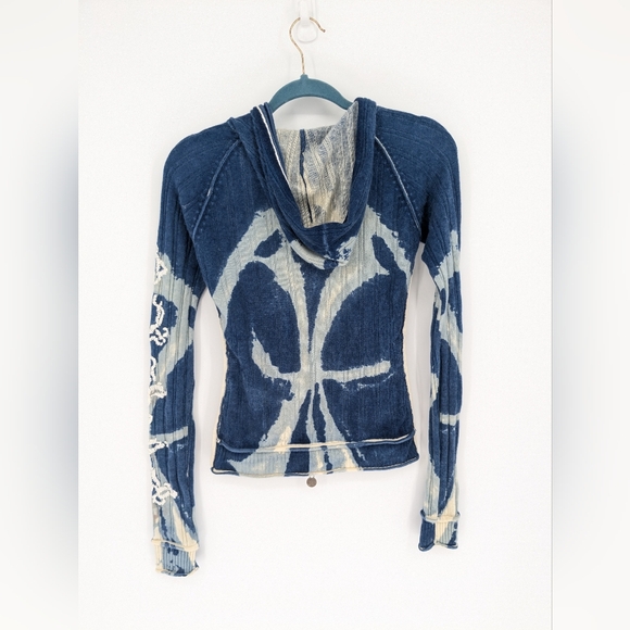 GOA 100% Cashmere Hooded Sweater Double Zip Y2K Embroidered Boho Hoodie Size S - Picture 10 of 16